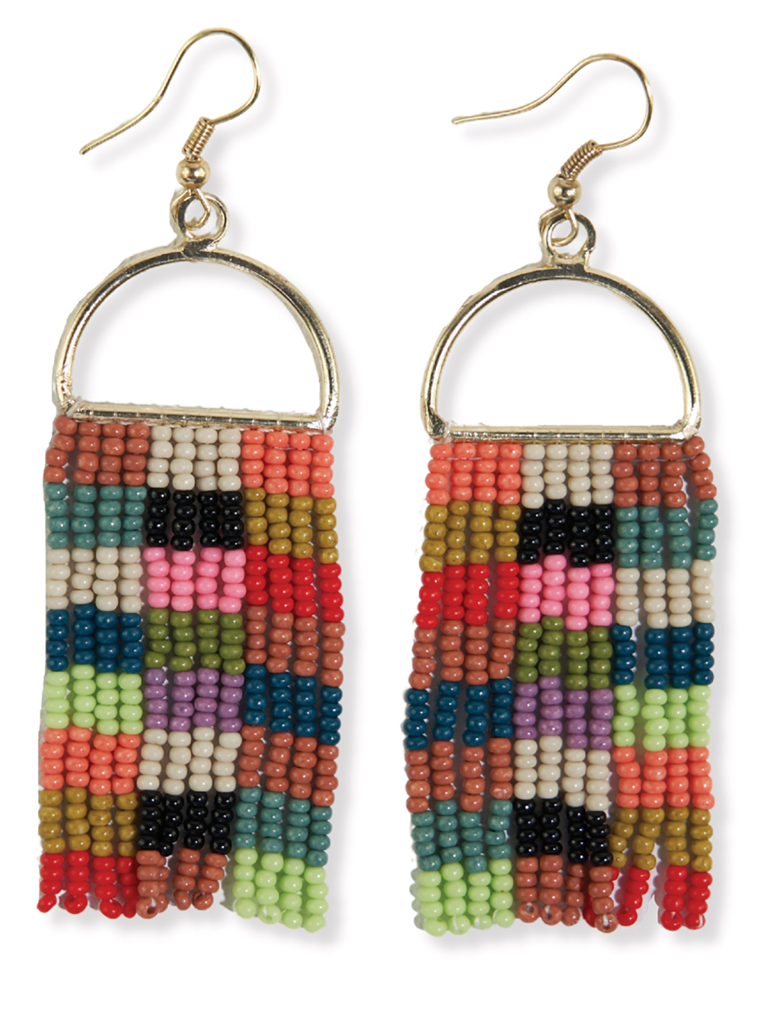 INK + ALLOY Seed Bead Check Fringe Earring