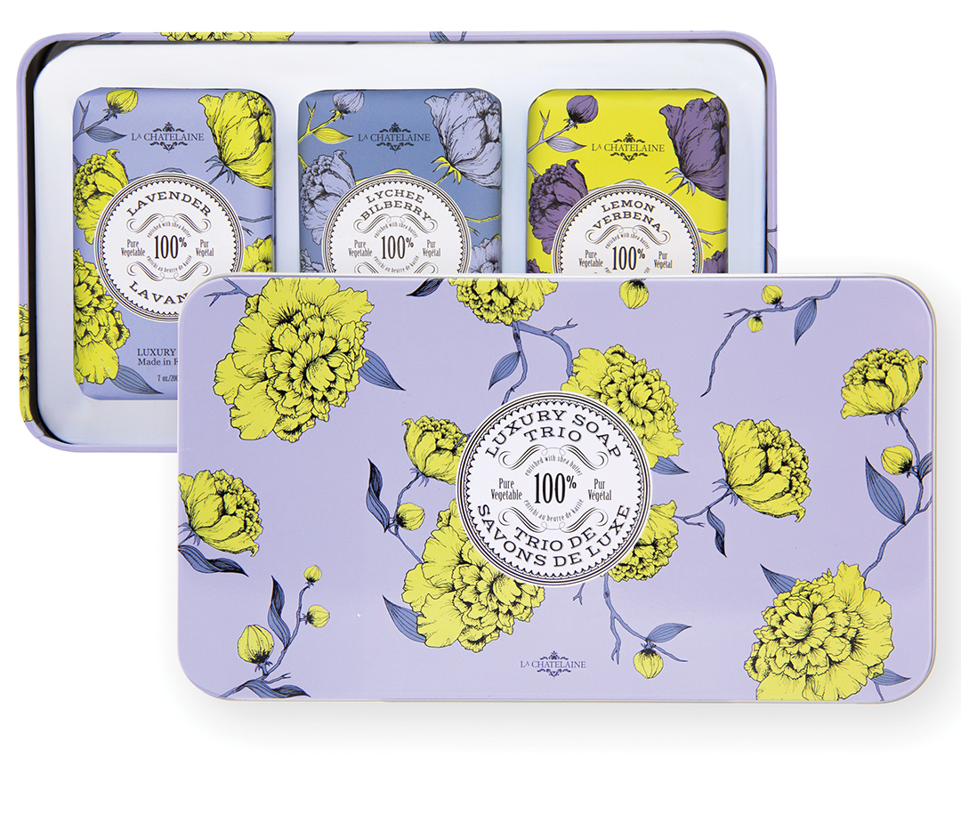 La Chatelaine Lavender Luxury Soap Trio Tin